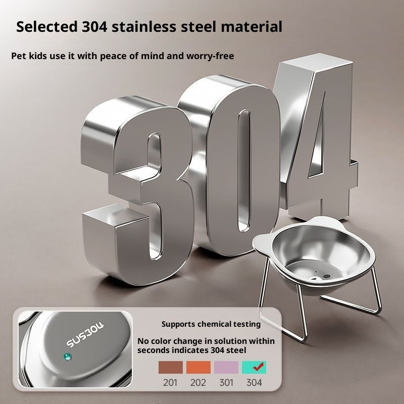 Stainless Steel Pet Height Increasing Neck Support Rack Cat Bowl - Dr Excelencia Pet Botique