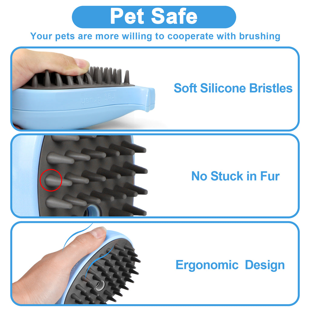 Cat Steam Brush For Shedding - Steamy Cat Brush For Indoor Cats, Cat Hair Steam Brush For Massage, Spritz Defur Comb For Cats, Pet Steamer For Dogs - Dr Excelencia Pet Botique