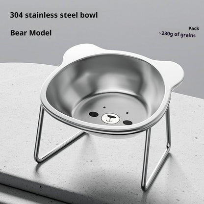 Stainless Steel Pet Height Increasing Neck Support Rack Cat Bowl - Dr Excelencia Pet Botique