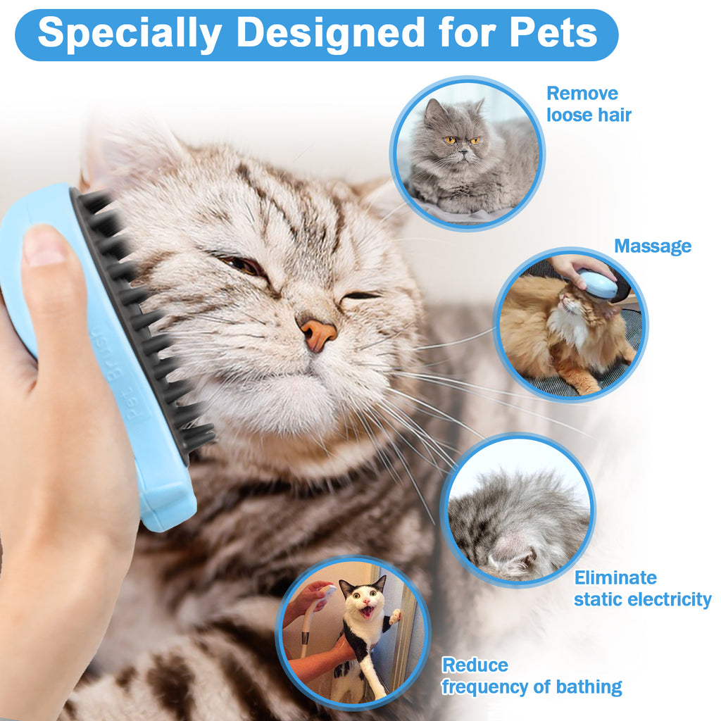 Cat Steam Brush For Shedding - Steamy Cat Brush For Indoor Cats, Cat Hair Steam Brush For Massage, Spritz Defur Comb For Cats, Pet Steamer For Dogs - Dr Excelencia Pet Botique