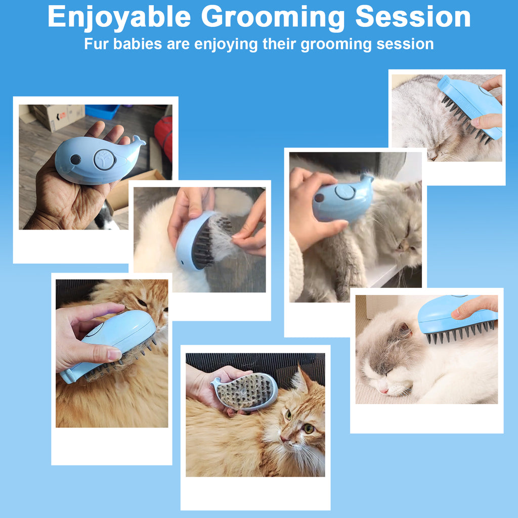 Cat Steam Brush For Shedding - Steamy Cat Brush For Indoor Cats, Cat Hair Steam Brush For Massage, Spritz Defur Comb For Cats, Pet Steamer For Dogs - Dr Excelencia Pet Botique