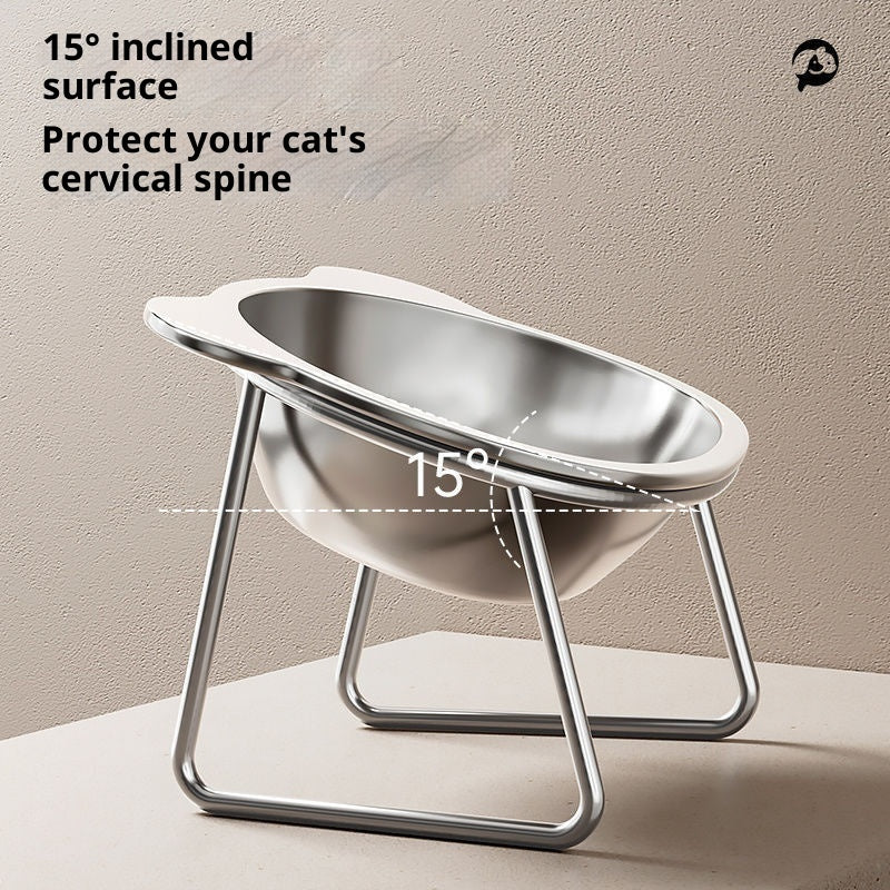 Stainless Steel Pet Height Increasing Neck Support Rack Cat Bowl - Dr Excelencia Pet Botique