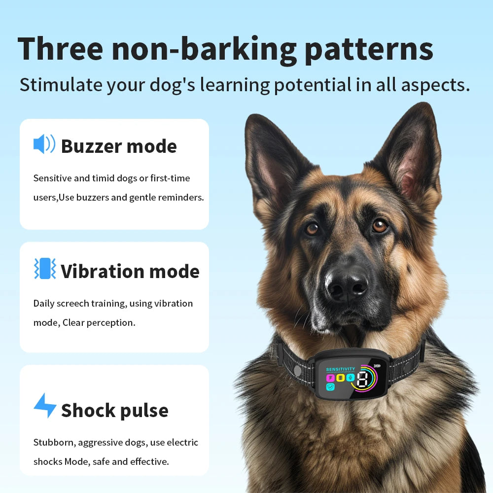 Smart Automatic Anti Barking Dog Collar Rechargeable Bark Stopper Stop Barking HD Digital Display IP67 Waterproof Collar For Dogs Pet Products - Dr Excelencia Pet Botique