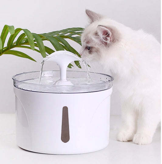Dr Excelencia Pet Botique automatic circulating water dispenser with filter for pets, featuring a transparent water container and spout.