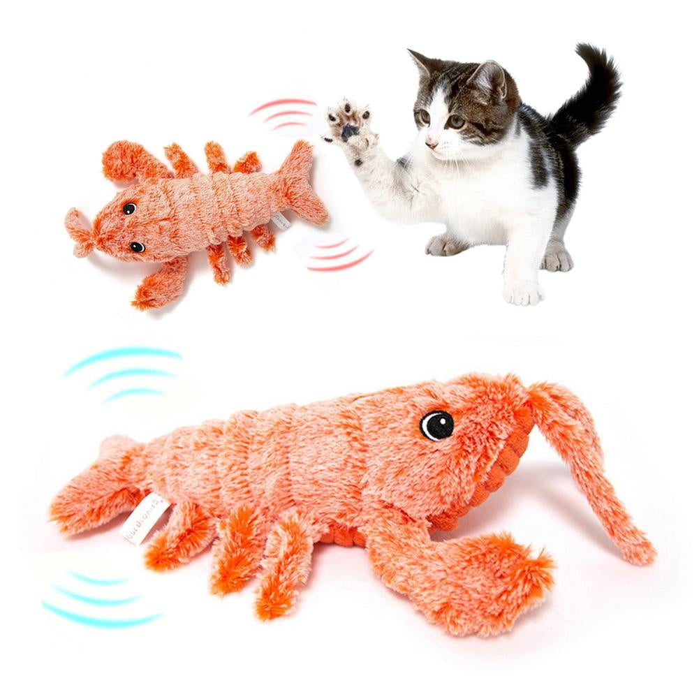 Pet Toys Electric Jumping Shrimp USB Charging Simulation Lobster Funny Cat Plush Pets Toy - Dr Excelencia Pet Botique