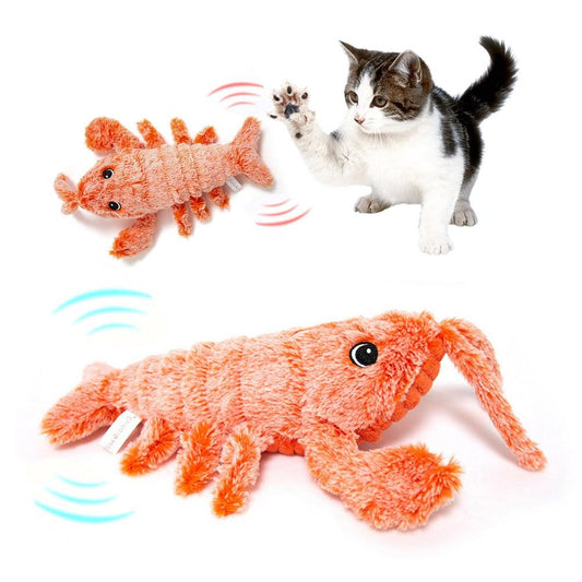 Pet Toys Electric Jumping Shrimp USB Charging Simulation Lobster Funny Cat Plush Pets Toy - Dr Excelencia Pet Botique